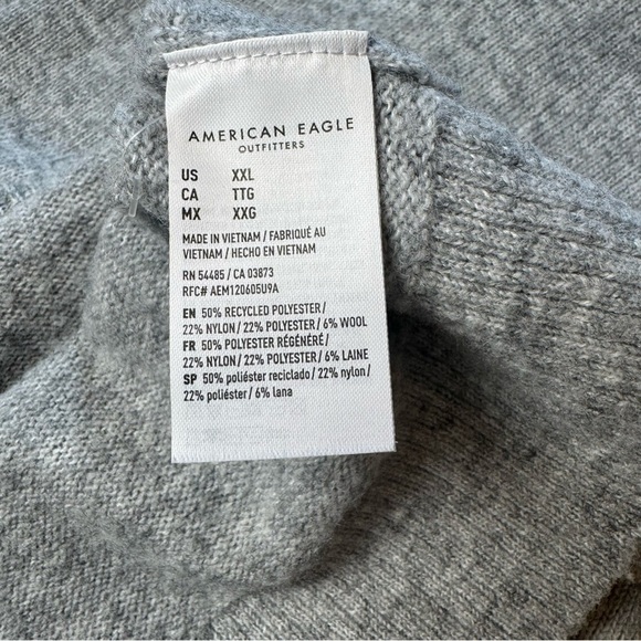 American Eagle Outfitters Men’s Gray and Cream Striped Polo XXL Sweater - Picture 6 of 6